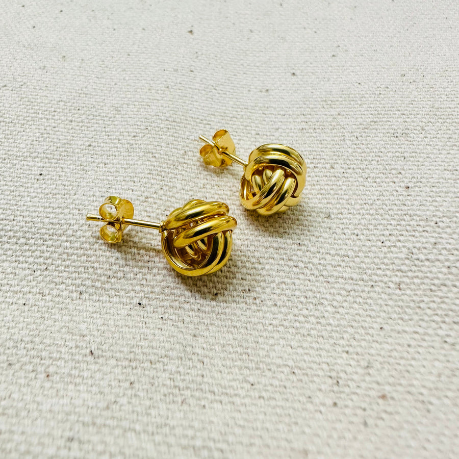 Marina Knot Gold Stud Earrings The Silver root Jewelry