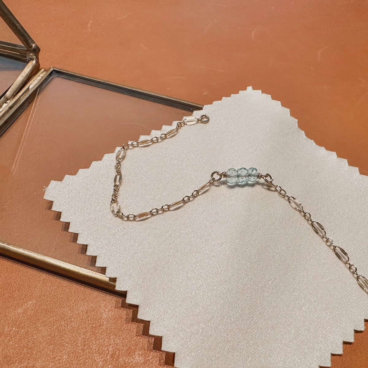 Aquamarine 3-Stone Gold Filled Bracelet