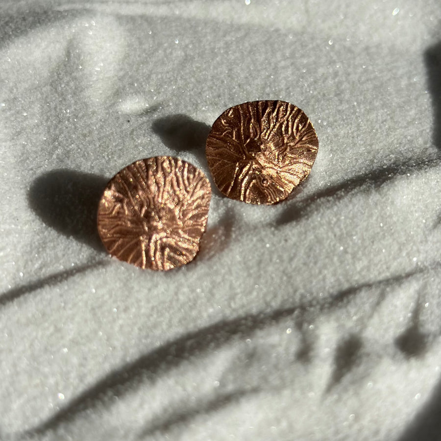 Rose gold leaf print pushback earrings