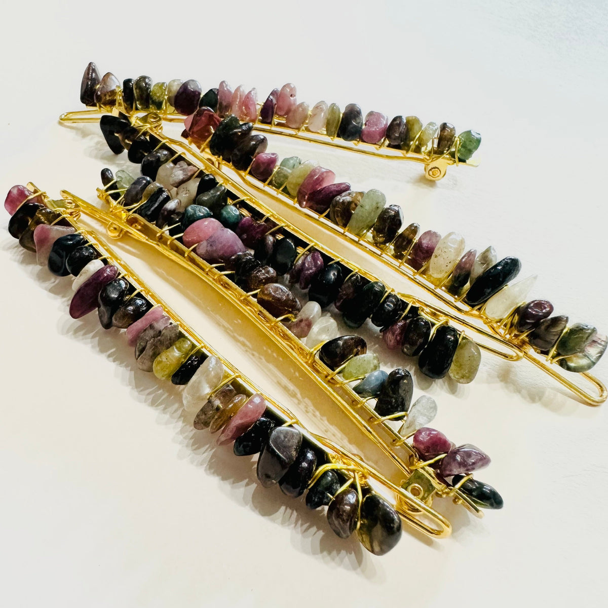 Dina Tourmaline Semi Precious Stone Hair Clips