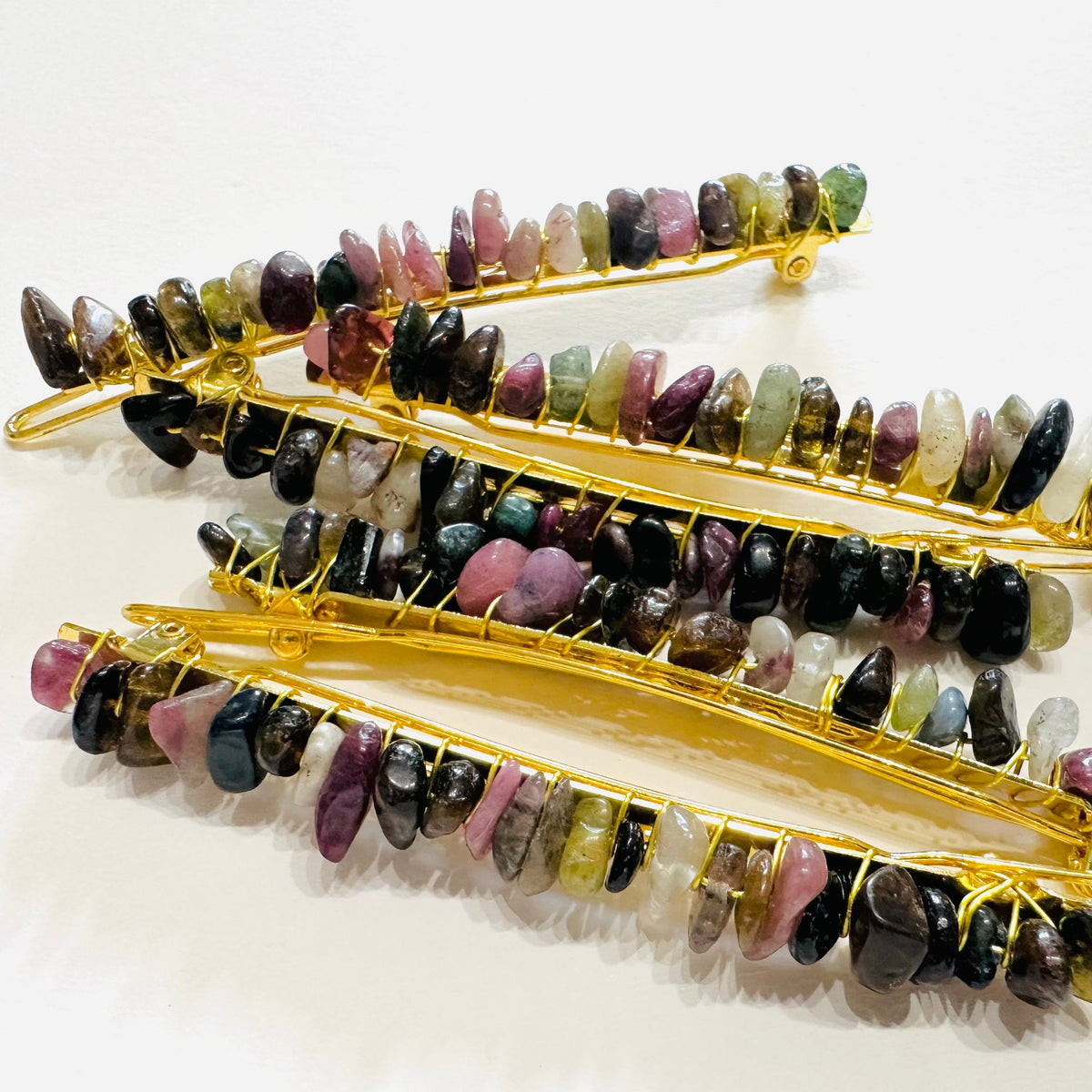 Dina Tourmaline Semi Precious Stone Hair Clips