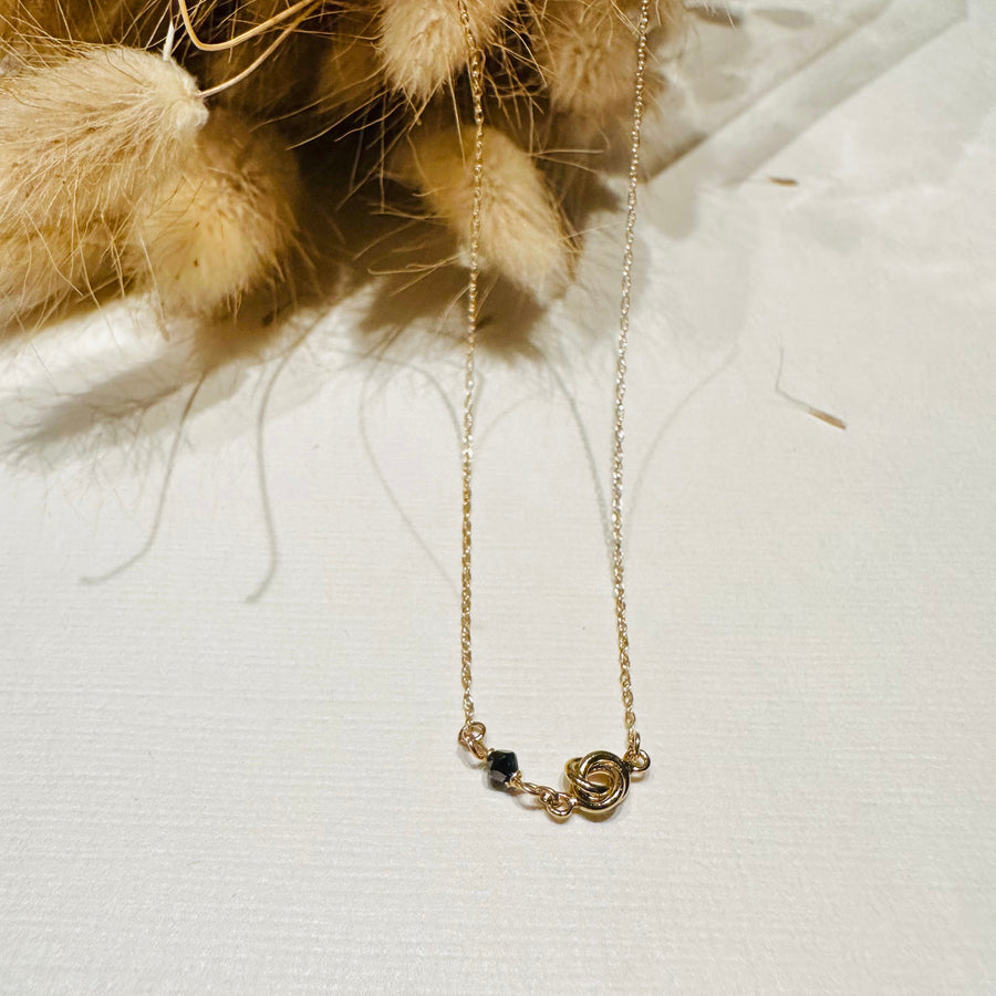 Gold_Filled_Chain_with_Small_Love_Knot_and_Black_Diamond