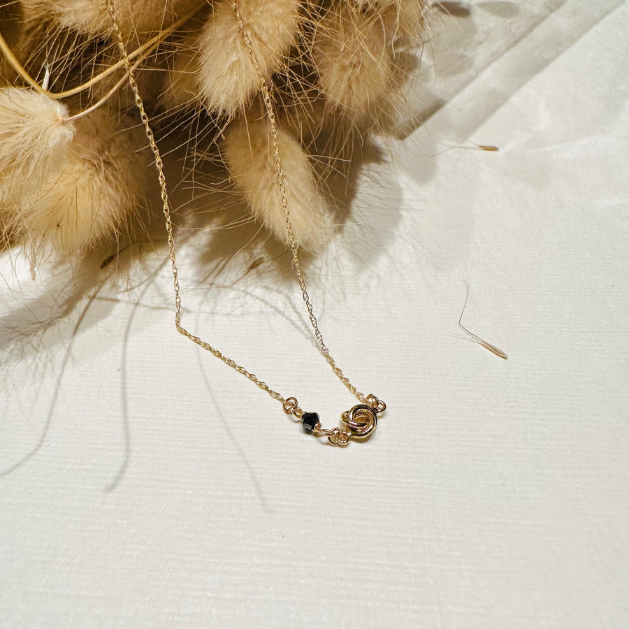 Gold_Filled_Chain_with_Small_Love_Knot_and_Black_Diamond