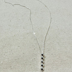 Mila Vertical Beaded Pendant Sterling Silver Necklace