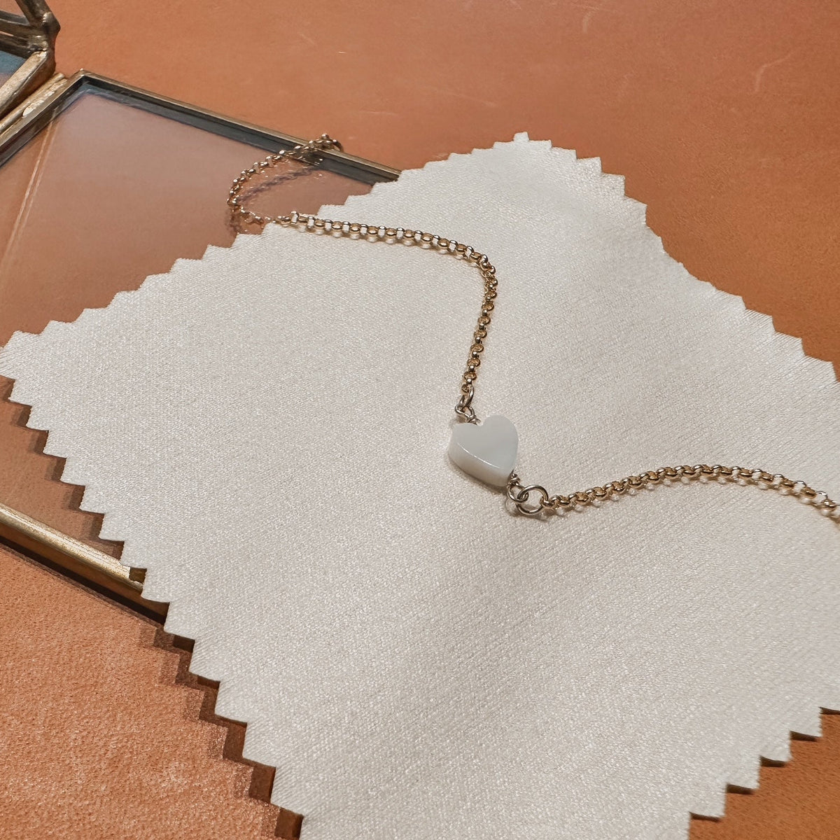 Mother of Pearl Heart Gold Filled Bracelet