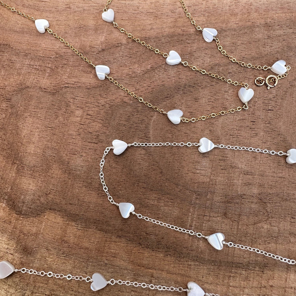 Gold filled necklaces with heart-shaped pendants