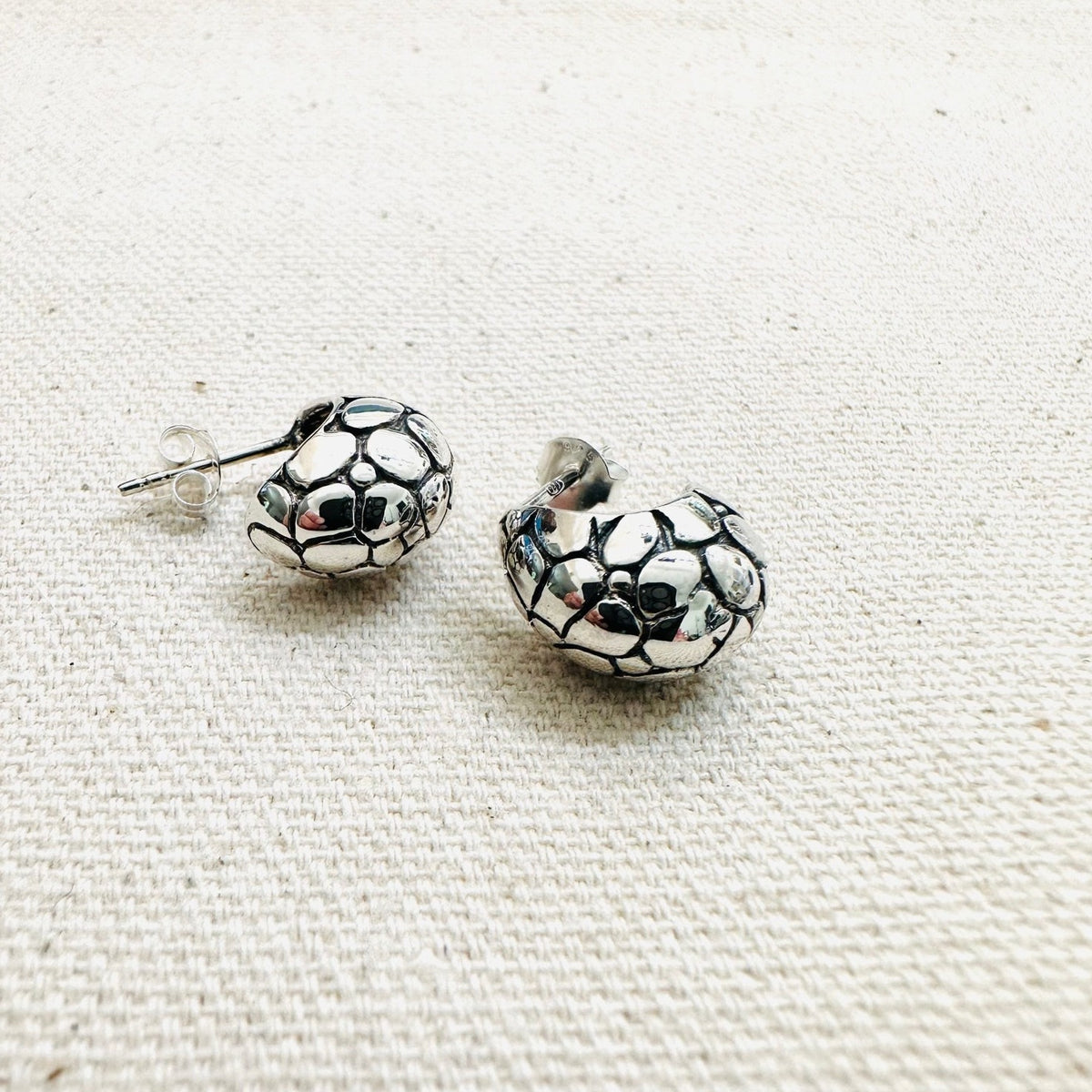 Teagan Lobe Huggie Sterling Silver Earrings