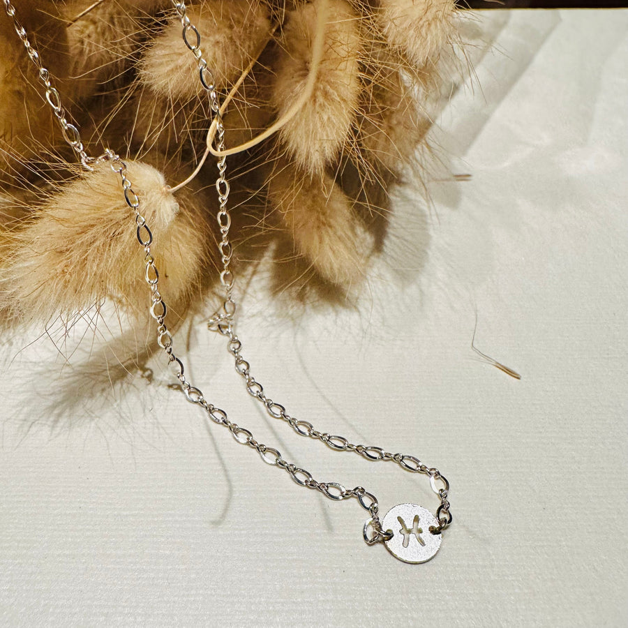 Zodiac Sign Pisces Sterling Silver Necklace