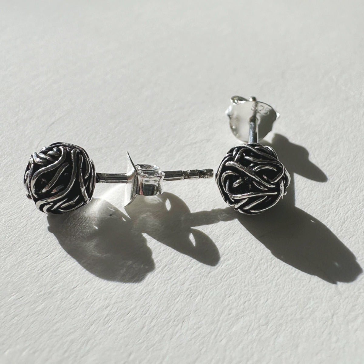 Zoe Oxidized Knot Stud Earrings