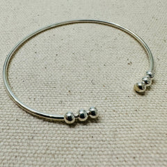 Miranda Sterling Silver Beaded Cuff Bangle