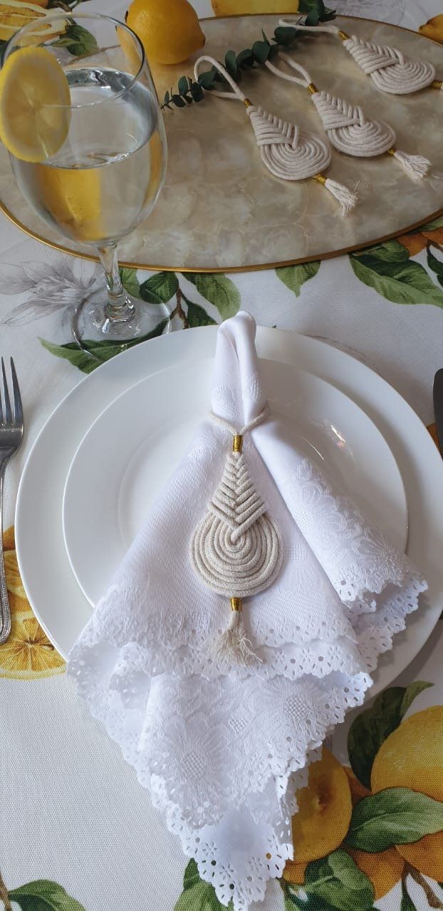 'Capri' Napkin Ring | Handmade Macrame Knot The Silver Root