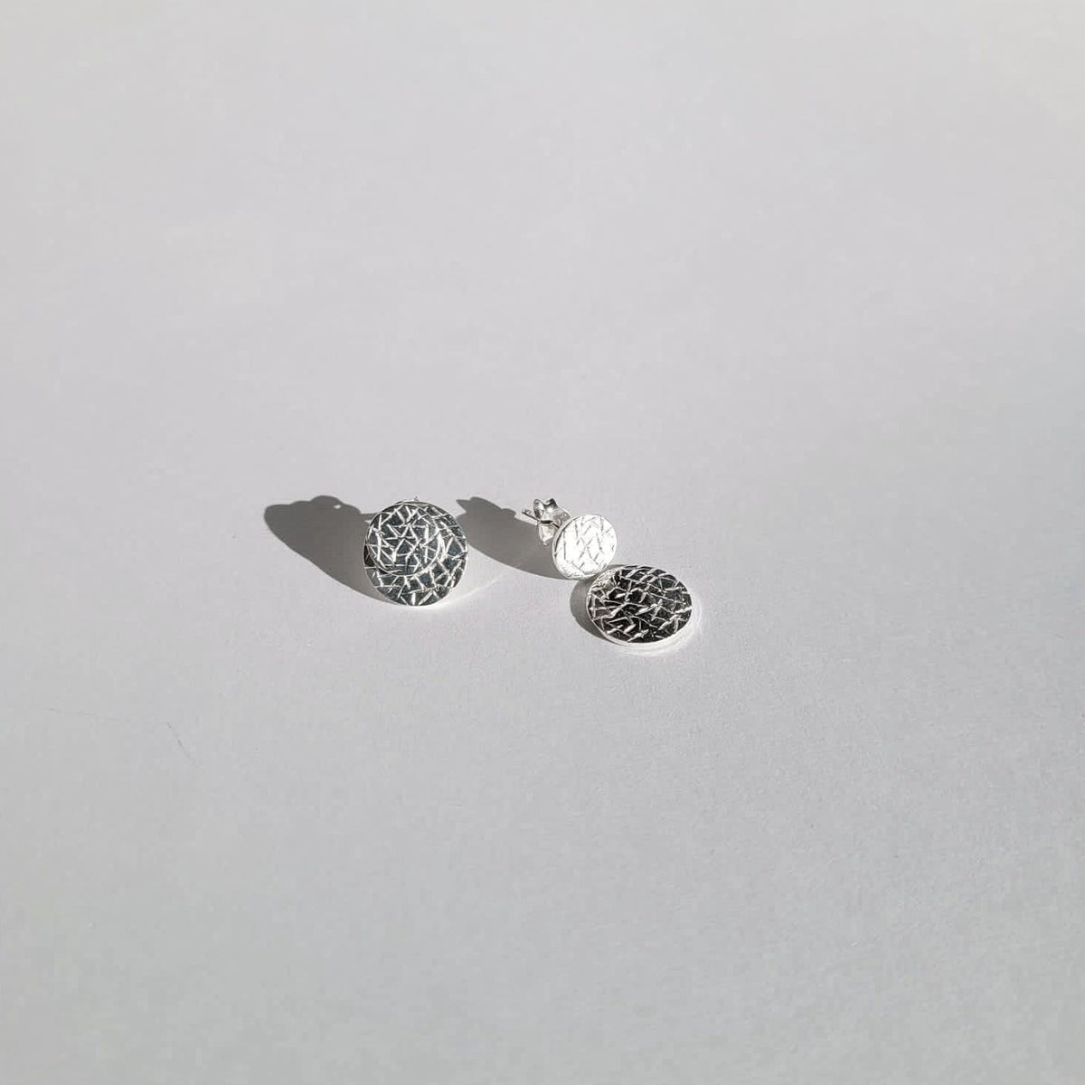 Caro 925 Sterling Silver Texture Dainty Trendy Jacket Earrings