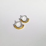 Cleo 18k Gold and 925 Sterling Silver Modern Brushed Small Huggie Earring