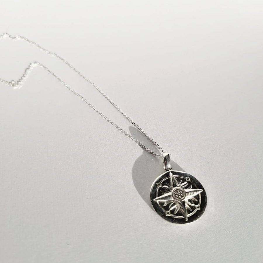 Compass Dial 925 Sterling Silver Necklace