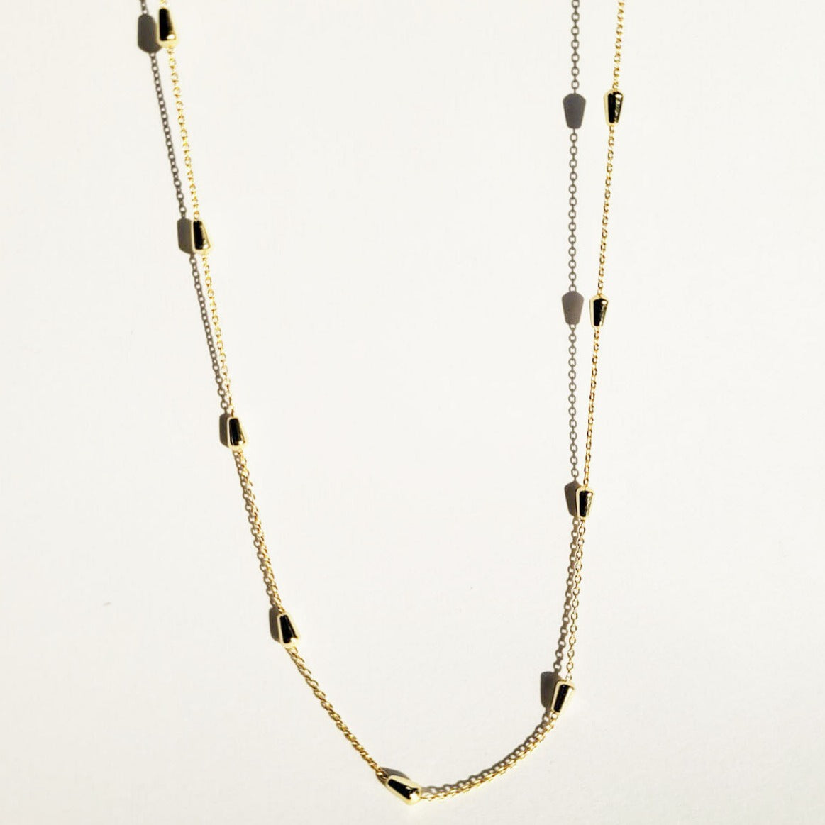 Costa Del Sol 18k Gold Dainty Beaded Teardrop Necklace
