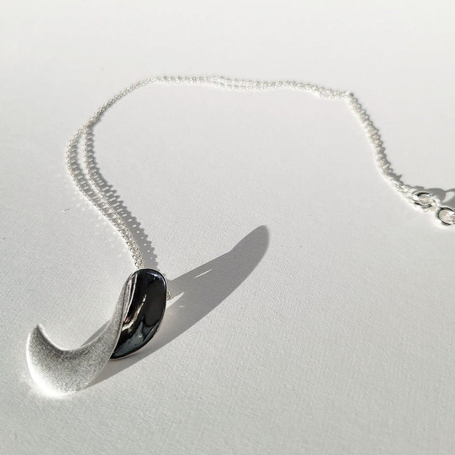 Eclipse 925 Sterling Silver Statement Necklace Brushed and Polished Necklace