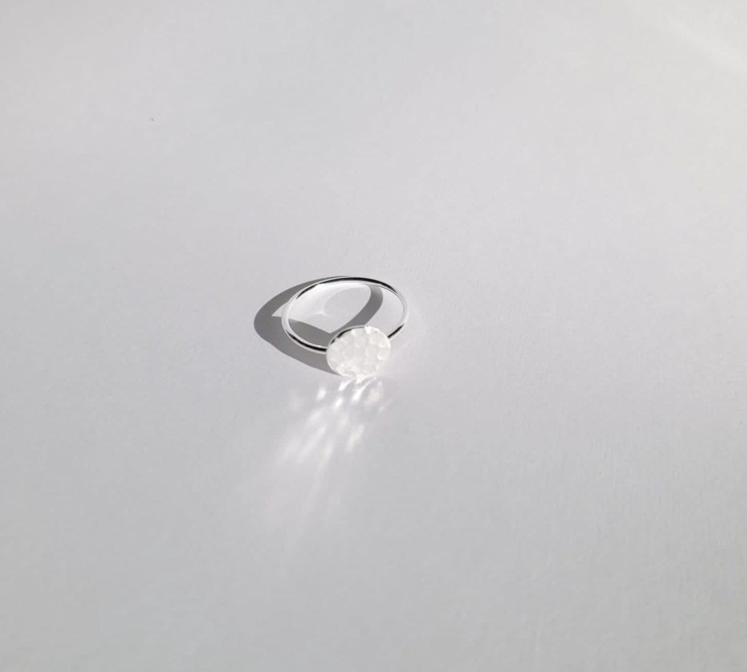 Full Moon 925 Sterling Silver Hammered Circle Dainty Ring