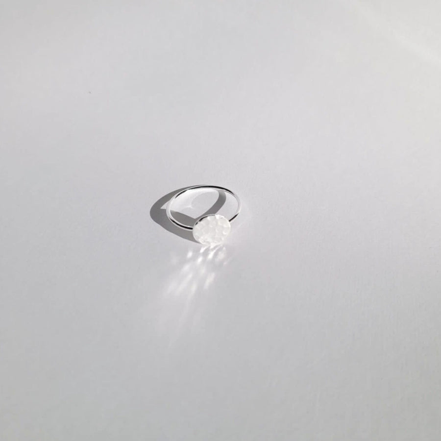 Full Moon 925 Sterling Silver Hammered Circle Dainty Ring