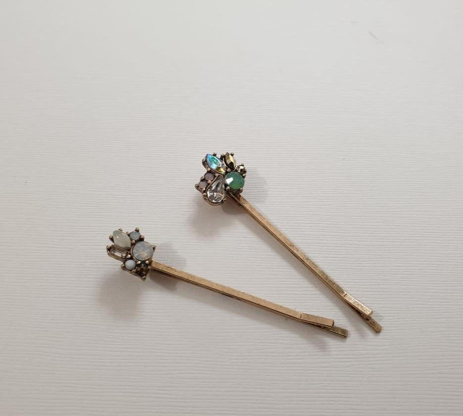 June Vintage Jeweled Hair Pins The Silver Root