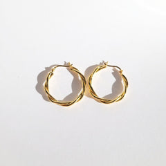 Mandalay 18k Gold Twist Modern Trendy Hoop Everyday Earrings