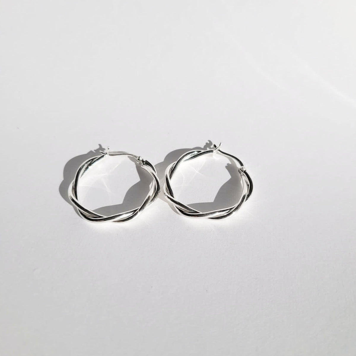 Mandalay 925 Sterling Silver Twist Trendy Modern Hoop Earrings