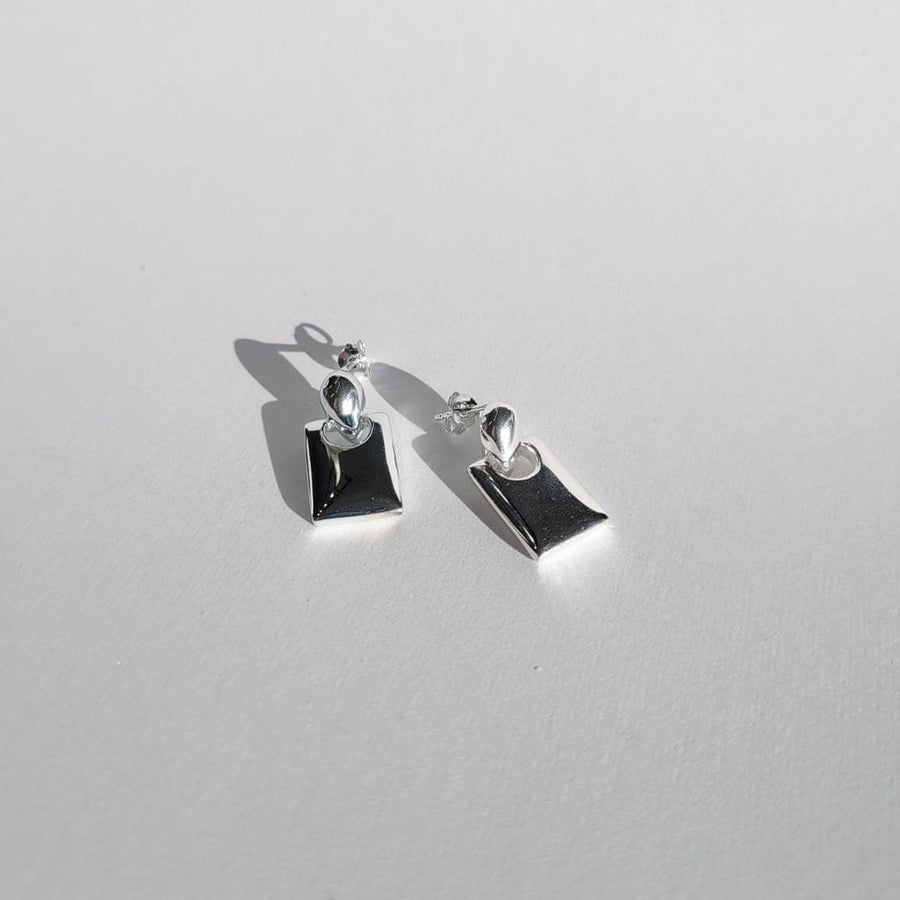 Plaza Polished Drop Push Back Sterling Silver Earrings