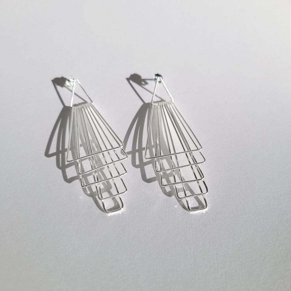 925 Sterling Silver Tiered Modern Push Back Drop Earrings