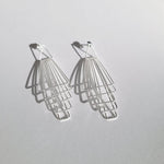 925 Sterling Silver Tiered Modern Push Back Drop Earrings