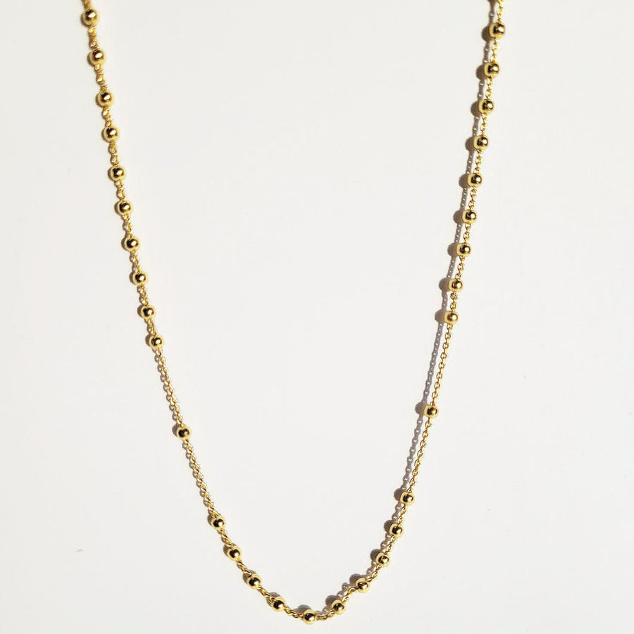 Santa Clara 18k Gold Beaded Dainty Necklace