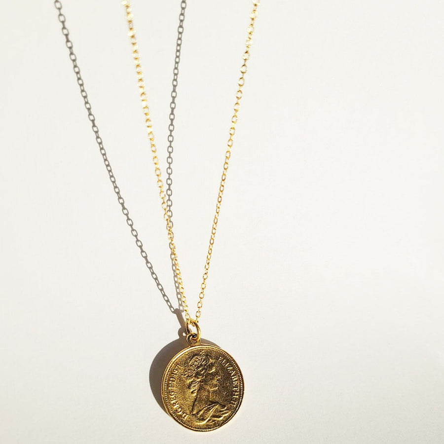 Treasure Medallion Queen Elizabeth Pence Dual Face Pendant Necklace