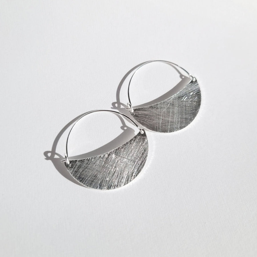 Tulum 925 Sterling Silver Brushed Modern Hoop Earrings