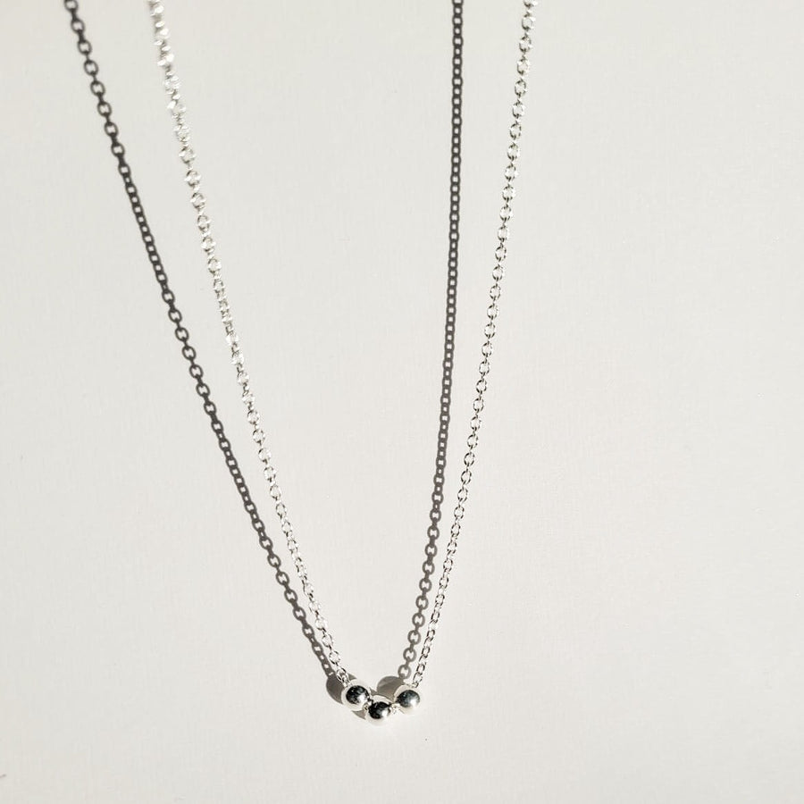 Zen 925 Sterling Silver Three Bead Dainty Necklace